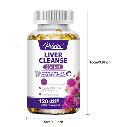 Liver Detox & Cleanse - with Milk Thistle,Dandelion - Improves Liver Function Supports Fat Metabolism Antioxidant - 120 Capsules
