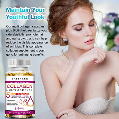 Hydrolyzed Collagen Capsules - Skin, Joints, Hair, Nails Health Support, Women'S Antioxidant Nutritional Supplement