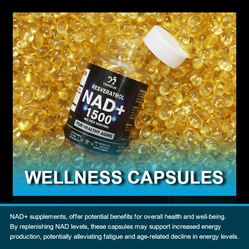 NAD Supplement, 1500Mg - Liposomal NAD+ Supplement with Resveratrol, Stamina & Healthy Aging - Strength Capsules