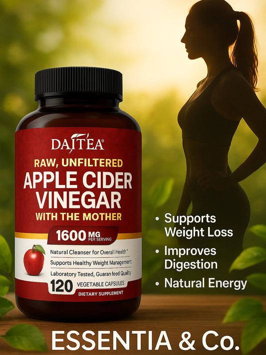 Daitea Raw Organic Apple Cider Vinegar - Gut Health, Digestion, Detox & Cleanse, Immune Supplement, Natural Vegetarian Capsules